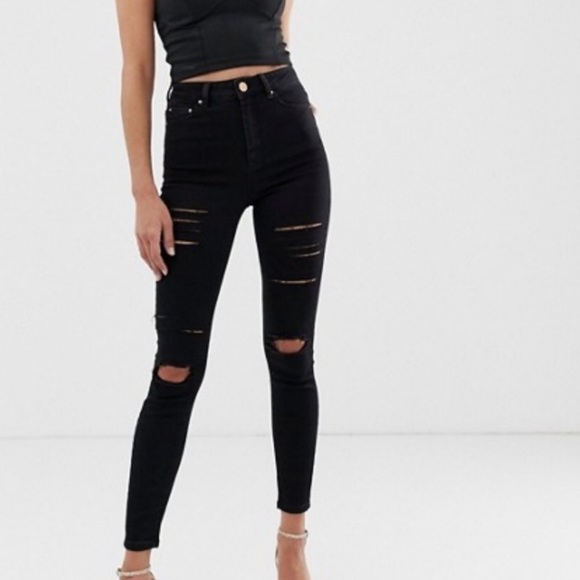 ASOS Denim - ASOS Ridley High Waisted Distressed Skinny Jeans